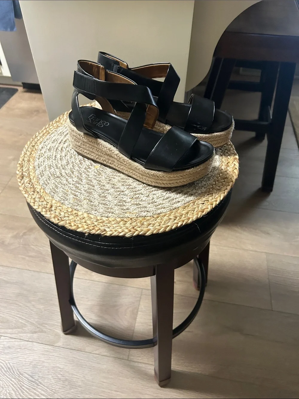 Franco Sarto Black Espadrille Platform Sandals